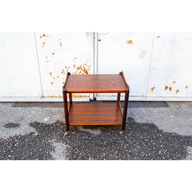 Mid-Century Modern Wooden Trolley with Shelves attributed to Dino Cavalli for Ditta Tredici, Pavia, 1960s For Sale - Image 3 of 7