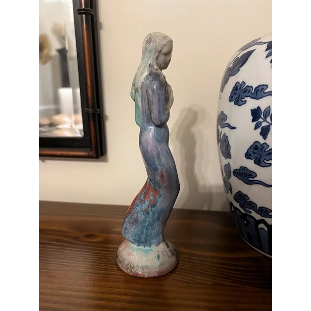 1940s Rare Vintage Michael Andersen Denmark Pottery Lady Figurine With Persia Glaze For Sale - Image 5 of 10