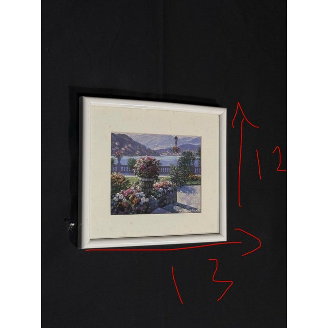 Mid 20th Century European Garden and Lake Landscape Framed Print For Sale - Image 4 of 5
