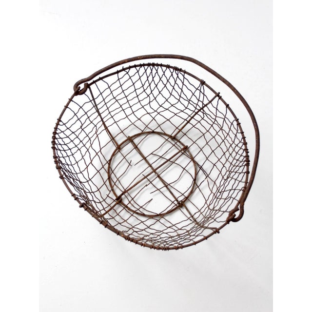 Antique Handmade Wire Gathering Basket For Sale - Image 10 of 13