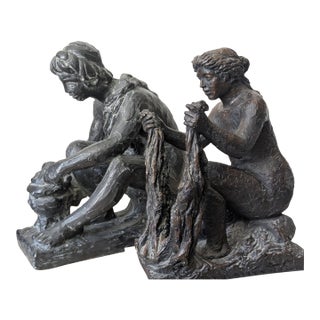Pair of Renoir's Famed "Fire" and Water" Figures; Vintage Copies, by Austin Productions For Sale