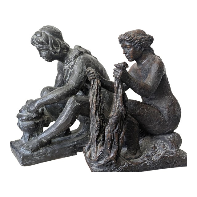 Pair of Renoir's Famed "Fire" and Water" Figures; Vintage Copies, by Austin Productions For Sale