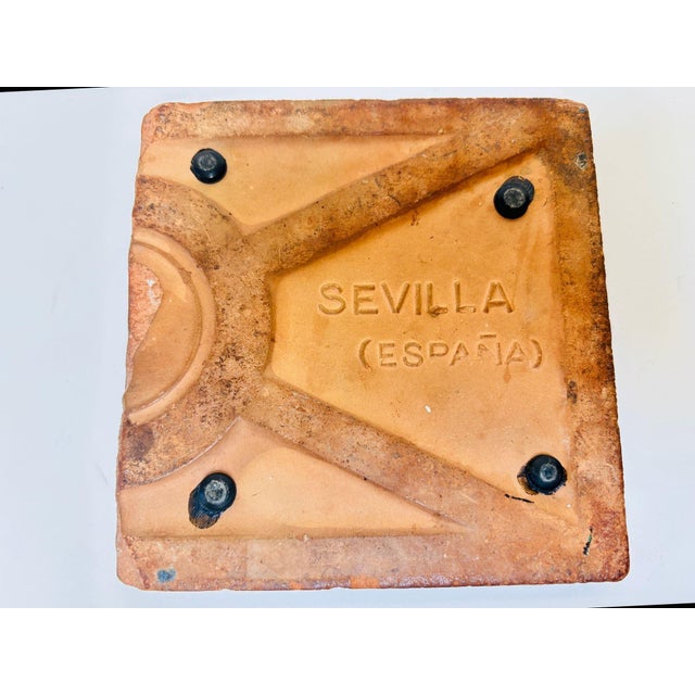 Mid 20th Century Antique Spanish Triana Tile, Seville Spain Mudejar Grotesque Motif For Sale - Image 5 of 11