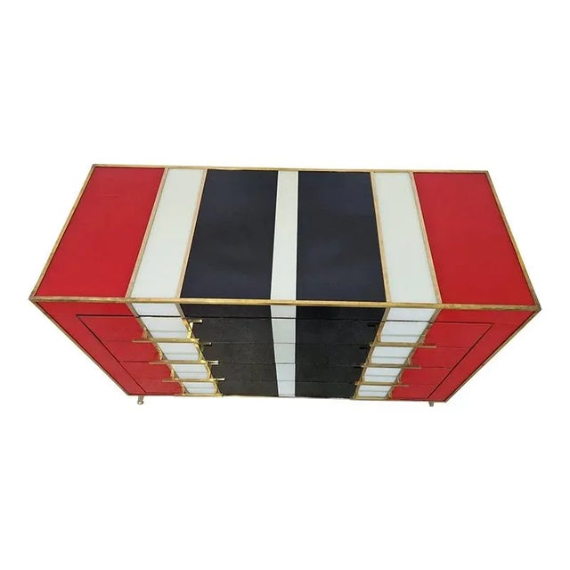 1990s 4-Drawer Glass Dresser, 1990s For Sale - Image 5 of 7