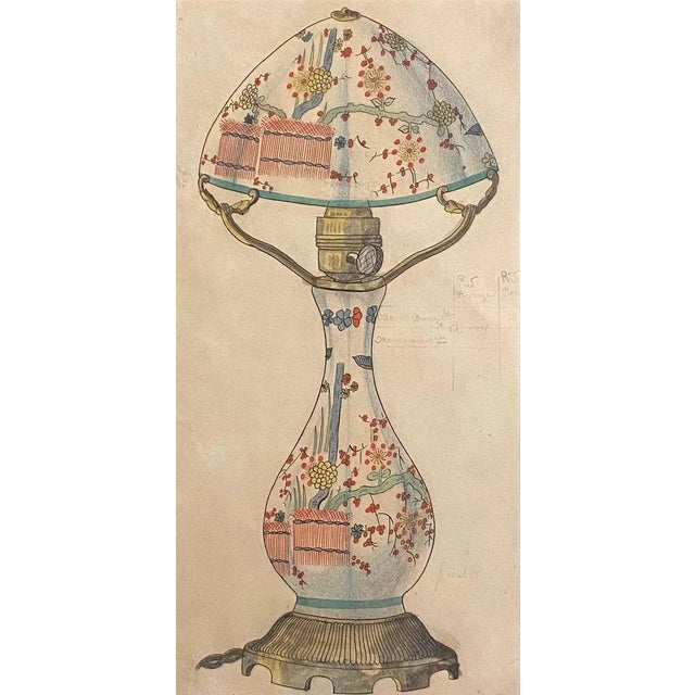 Unknown - Porcelain Lumen - Original Ink and Watercolor - 1890s For Sale - Image 3 of 3