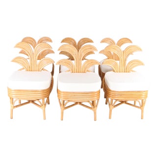 Vintage Rattan Palm Chairs, Set of 6 For Sale