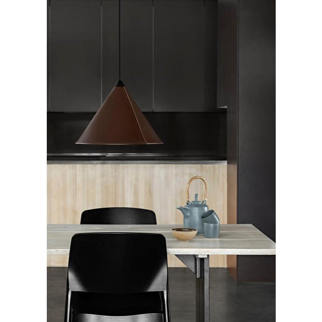Metal Namibia Leather Cone Small Lamp by Cuero Design For Sale - Image 7 of 18