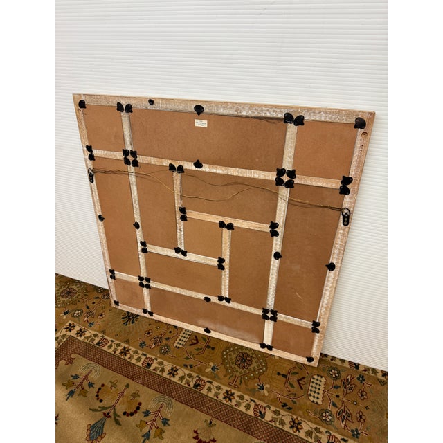 Bohemian Rustic Carved Mango Wood Wall Panel Mirror For Sale - Image 12 of 12