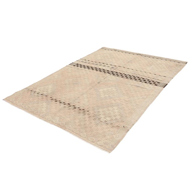 Traditional Mid 20th Century Vintage Washed Out Embroidered Rug For Sale - Image 3 of 7