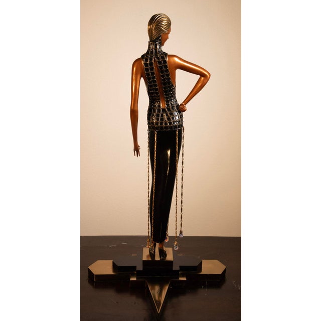 1990s 1990s Erte Limited Edition Art Deco Bronze Sculpture With Crystal Beaded Dress, 20.5" For Sale - Image 5 of 10