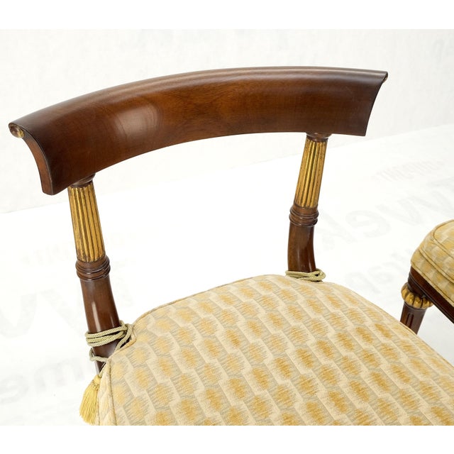 Mid-Century Modern Single Pedestal One Leaf Oval Banded Dining Table 8 Regency Chairs Set MINT! For Sale - Image 3 of 18