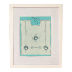 Embroidered Bib Vintage 1930s Framed in White - Nursery Art