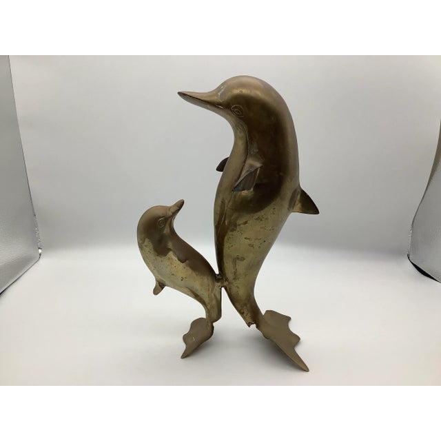 1960s Mom and Baby Brass Dolphins Figurine For Sale - Image 13 of 13