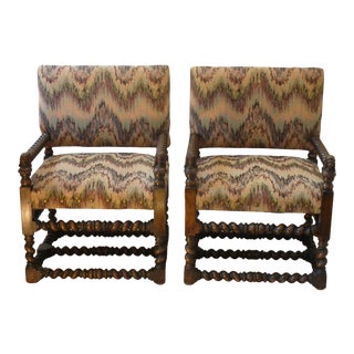 19th Century Barley Twist Armchairs- A Pair For Sale