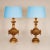 Vintage tall ornamental Italian Giltwood Lamps hand carved Neoclassical table lamps with lampshades. Style: Vintage,...