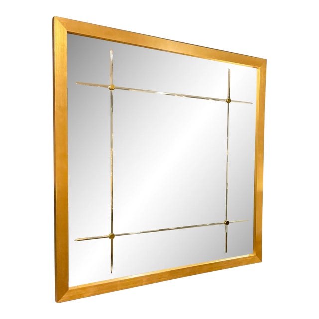 Global Views Modern Gold Finished Beaumont Square Wall Mirror For Sale