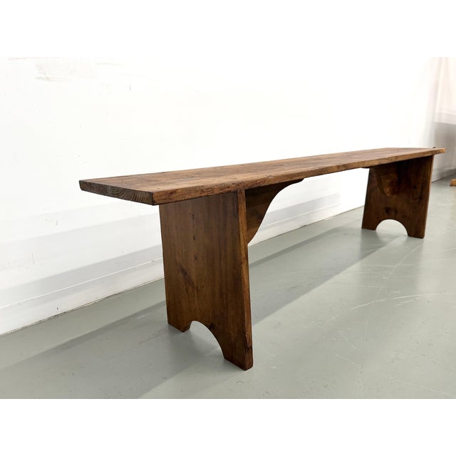 Large Pine Farm Bench, 1950s For Sale - Image 11 of 16