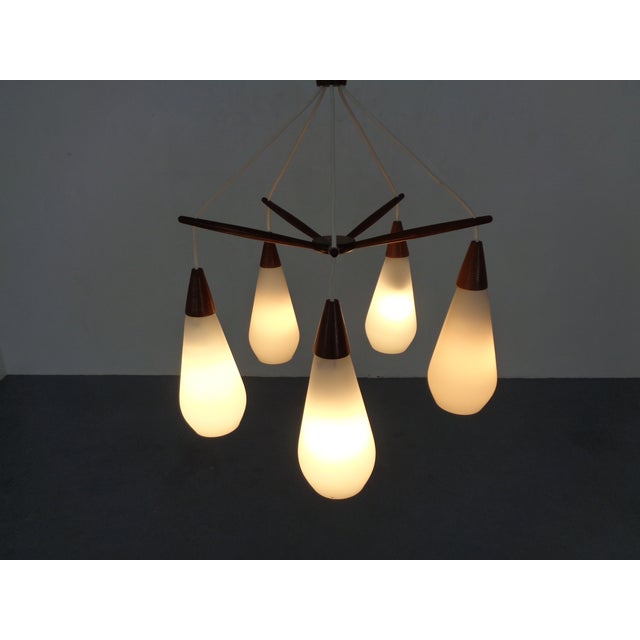 Danish Teak and Glass Spider Ceiling Lamp, Denmark, 1960s For Sale - Image 11 of 17