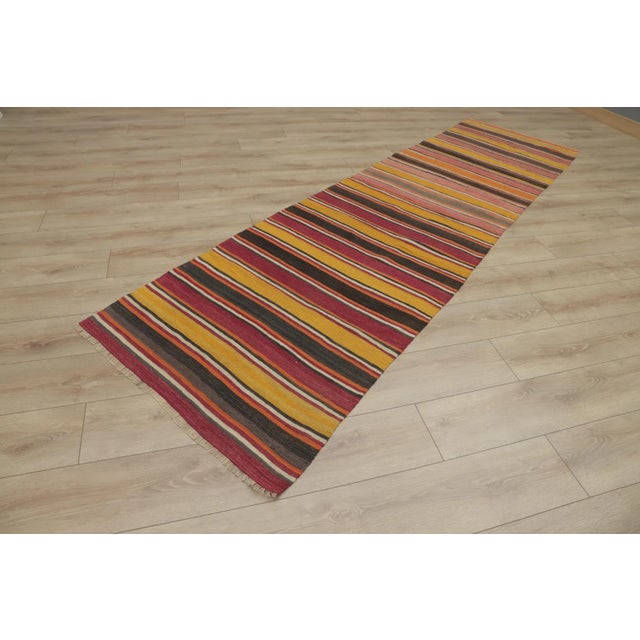 1980s 1980s Tribal Red Striped Runner Rug For Sale - Image 5 of 13