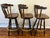 Vintage Yugoslavian Captain’s Mate Wood Swivel Bar Stools With Brass-Tone Footrests — Set of 3 For Sale - Image 4 of 12