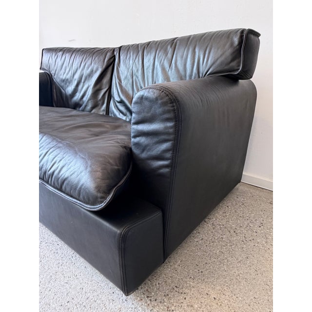 Black Black Leather Two-Seater Sofa by Arcon Italia, Italy, 1980s For Sale - Image 8 of 15