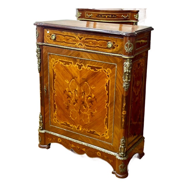 Grand French Louis XVI Style Commode – Rich Wood Marquetry With Gold Leaf & Ornate Bronze Details For Sale