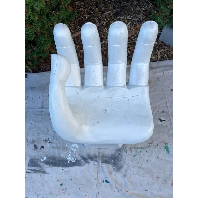 Mid-Century Modern 1970s Vintage Wooden Hand Chair – Sculptural Surrealist Art Seat For Sale - Image 3 of 10