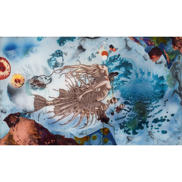 Two watercolour paintings. One with mermaid. Artist name: signed pablo sumbhu date: 1979 both. Siren frame size: h 60 cm x...