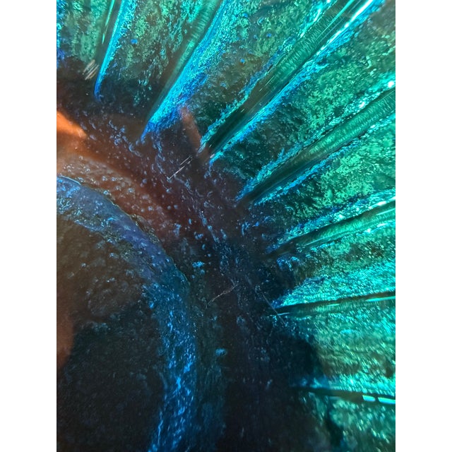 Blue Blenko 1960’s Glass Bowl Joel Myers Peacock Blue MCM For Sale - Image 8 of 10