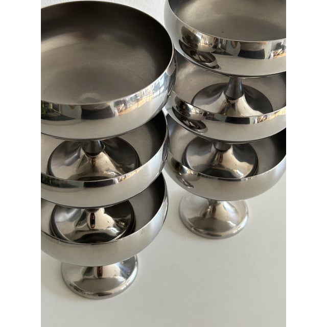 Mid-Century Modern Stainless Steel Coupes from AMC Art Design, 1980s, Set of 6 For Sale - Image 3 of 9