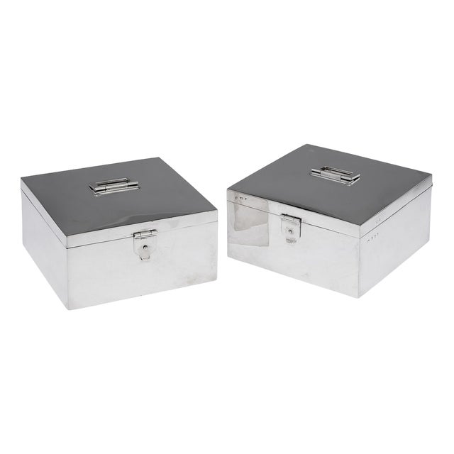 20th Century Art Deco Silver Cigar Boxes from Asprey & Co, 1936, Set of 2 For Sale