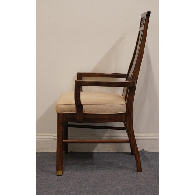 Brown High End Walnut Asian Chinoiserie Dining Arm Chair For Sale - Image 8 of 9
