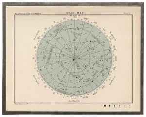 Large Round Constellation Star Map 51 - 19.25ʺ X 15.25ʺ