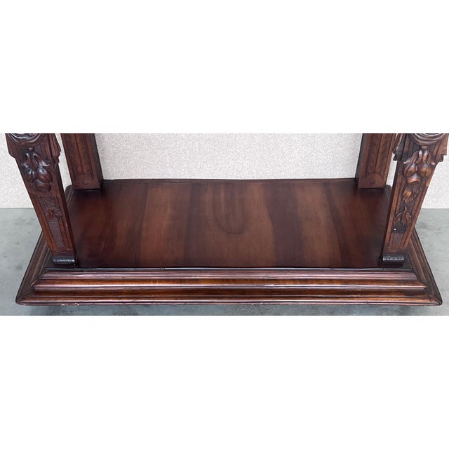 19th Century Console Carved Table Renaissance with Beige Marble Top For Sale - Image 13 of 18