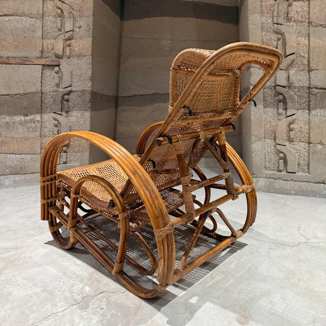 Mid-Century Italian Bamboo & Rattan Reclining Chaise Longue For Sale - Image 18 of 18