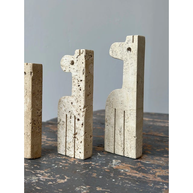 1970s Vintage Travertine Giraffe Sculpture Trio by Fratelli Mannelli, Circa 1970s For Sale - Image 5 of 12