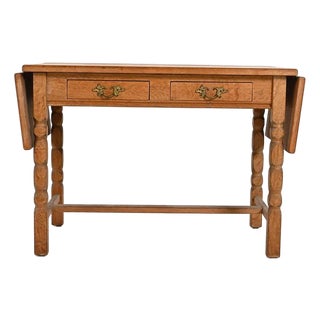 Mid 20th Century Kjaernulf Style Danish Oak Extending Side Table For Sale
