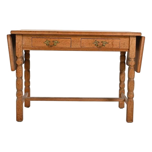 Mid 20th Century Kjaernulf Style Danish Oak Extending Side Table For Sale