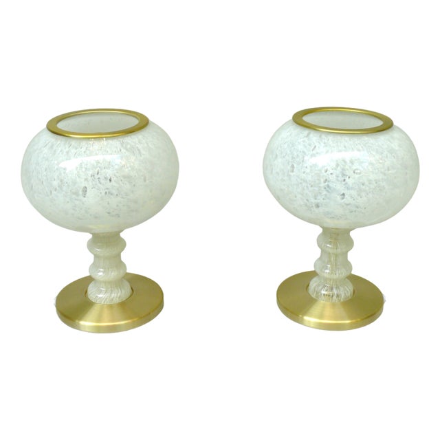 Vintage Table Lamps with Glass Lampshades from Doria Leuchten, 1960s, Set of 2 For Sale