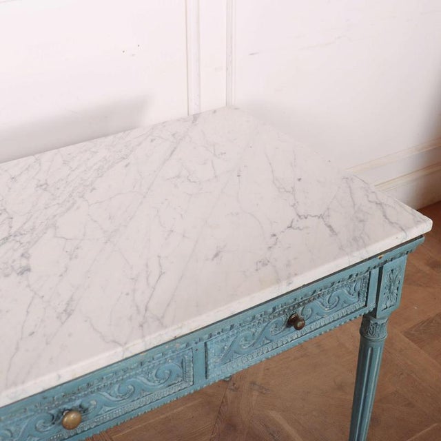 Italian Carved Console Table with Marble Top For Sale - Image 9 of 12