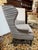 Chevron Printed Wool Felt Wingback Chair For Sale - Image 4 of 12