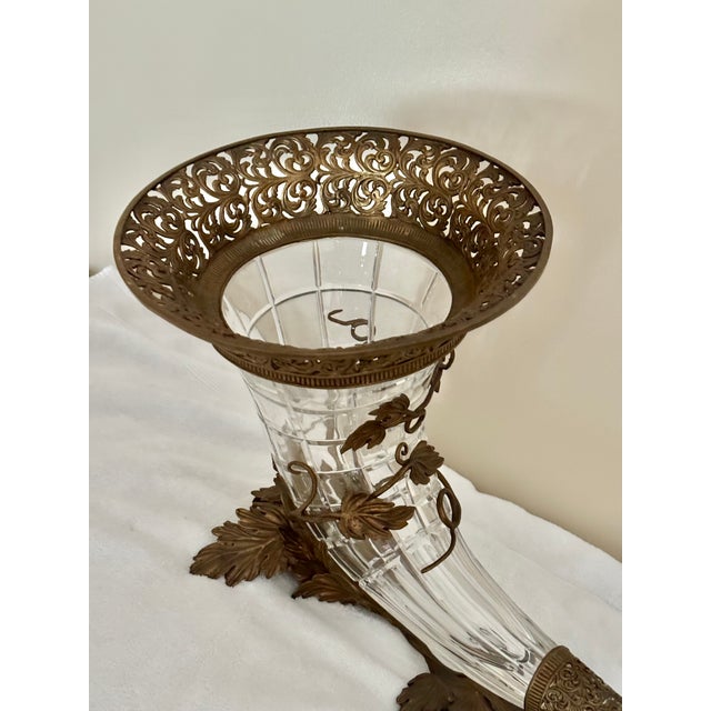 Huge and rare glass and bronze cornucopian , hight end decorative object