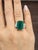 Modern 13.50 Ct Gia Certified Natural Zambian Emerald & Diamond Ring Size 7 For Sale - Image 3 of 10