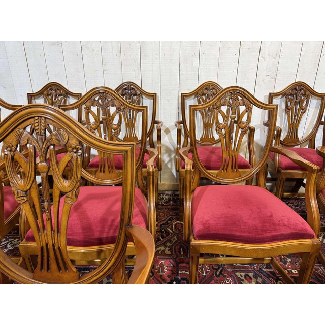Wood English Regency Beechwood Armchairs, 1970s, Set of 12 For Sale - Image 7 of 18