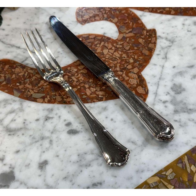 Metal Contours Forks and Knives from Ercuis, Set of 24 For Sale - Image 7 of 11