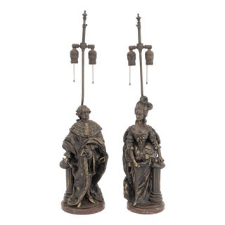 After Pierre-Ettienne Campagne Bronze Lamps, Pair For Sale