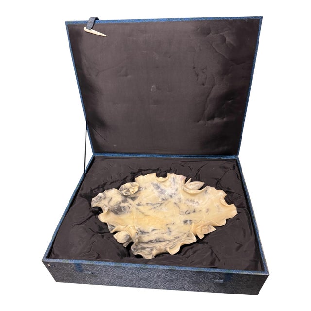 Antique Chinese Carved Soapstone Lotus Flower Bowl Brush Wash For Sale