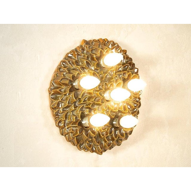 Vintage Ceramic Wall Lamp with Floral Ornamentation, 1970s For Sale - Image 3 of 8