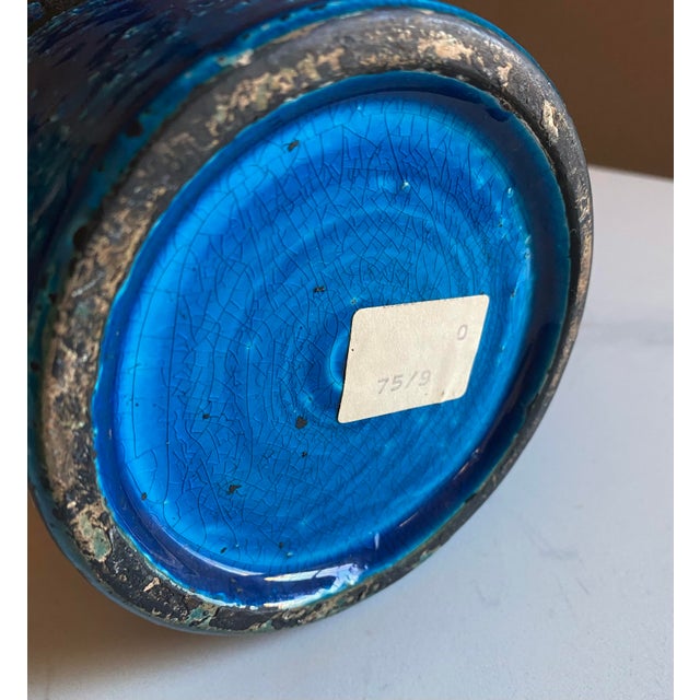 Ceramic Vintage Aldo Londi / Bitossi Vase With Rimini Blue Red White Onion Glaze For Sale - Image 7 of 7