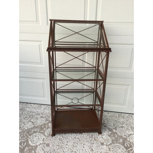 Boho Chic 1970s Vintage Iron and Glass Etagere For Sale - Image 3 of 11
